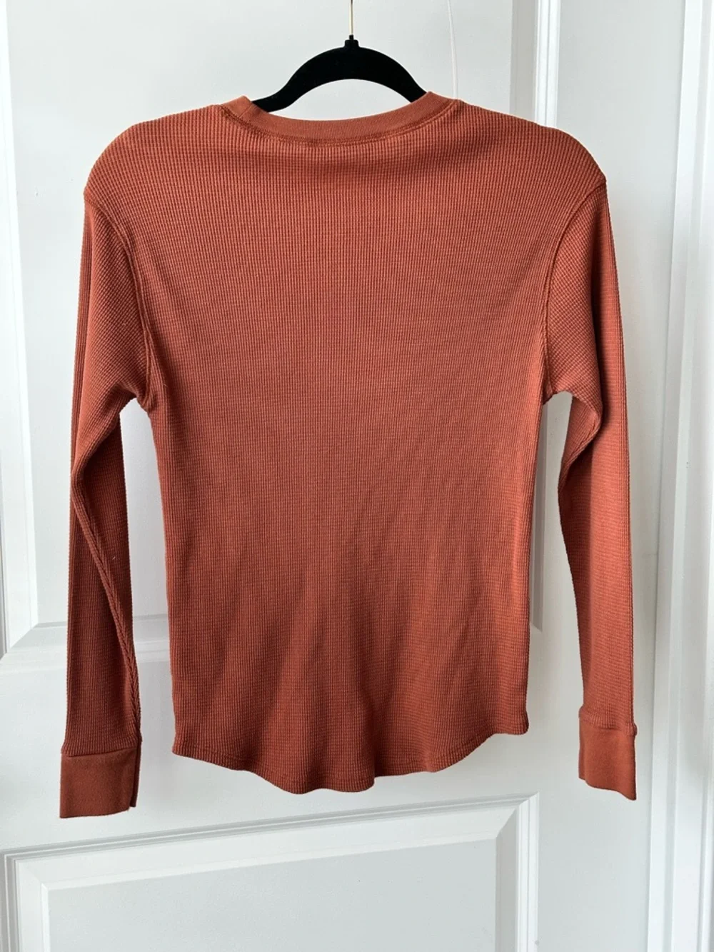 Time and Tru Women's Long-Sleeve Waffle Knit Top - Rust - Picture 2 of 4